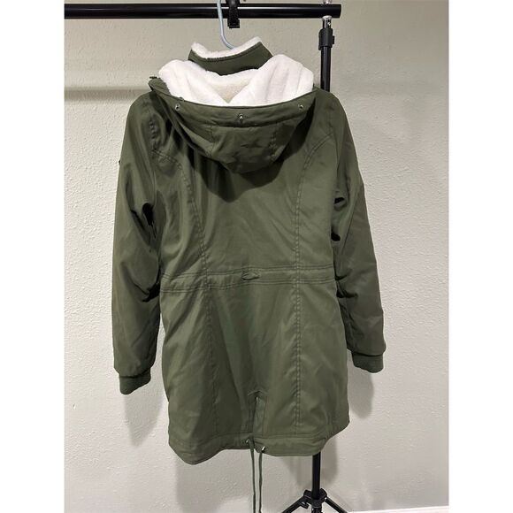 Hollister Women's Parka Coat Green Hooded Winter Size S - Picture 8 of 8